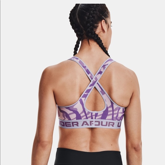 NWT Under Armour Women's Armour® Mid Crossback Mid Printed Sports Bra - Picture 2 of 6